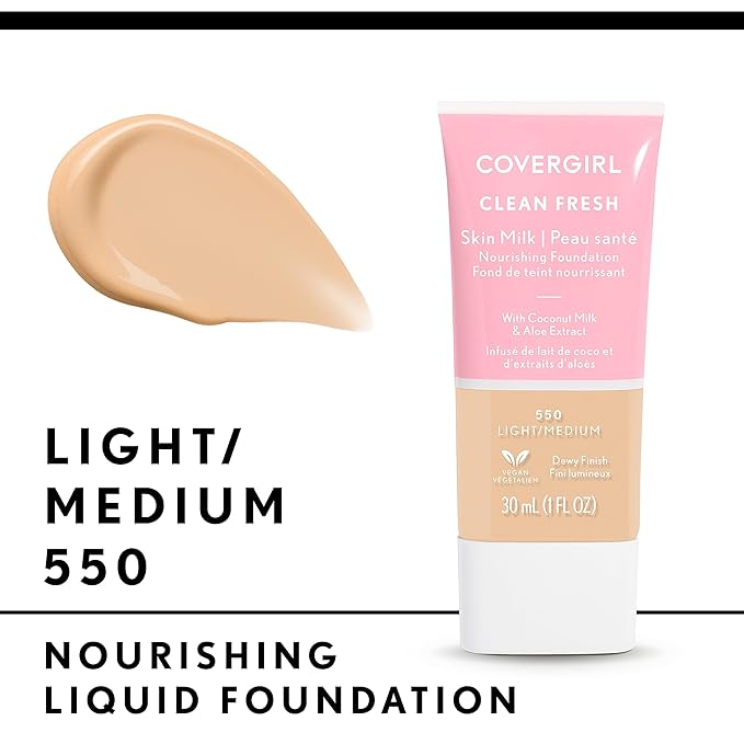 COVERGIRL, Clean Fresh Skin Milk Foundation, Light/Medium, 1 Count (packaging may vary)-Velvo Beauty