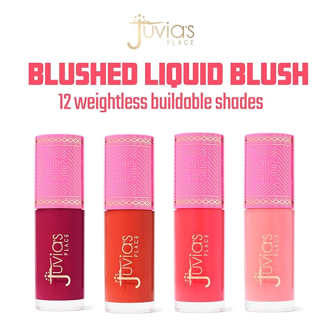 Juvia's Place Blushed Liquid Blush PerkyPoppy - Dewy Tint Cheeks Makeup Glow Pigment Effortless Beauty Long Lasting Cosmetics Soft Creamy Natural Buildable All Skin Color Light Flawless Finish Blend-Velvo Beauty