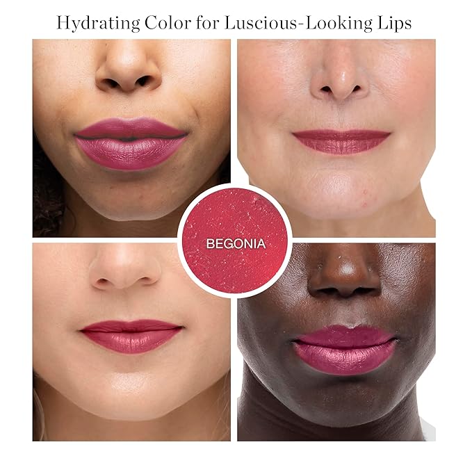 Ogee Tinted Sculpted Lip Oil - Lip Stain Made with 100% Organic Coconut Oil, Jojoba Oil, and Vitamin E - Best as Lip Balm, Lip Color or Lip Treatment - BEGONIA-Velvo Beauty