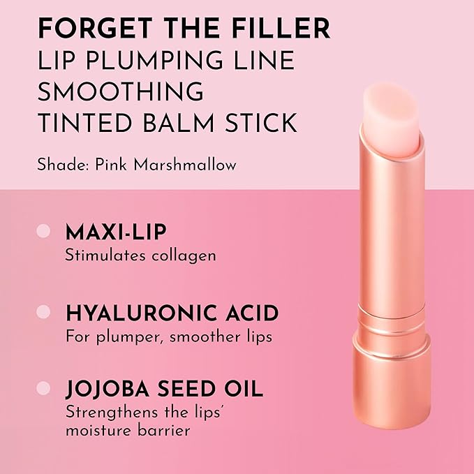 LAWLESS Forget the Filler Lip Plumping Line Smoothing Tinted Balm, Pink Marshmallow, 0.09 Ounce-Velvo Beauty