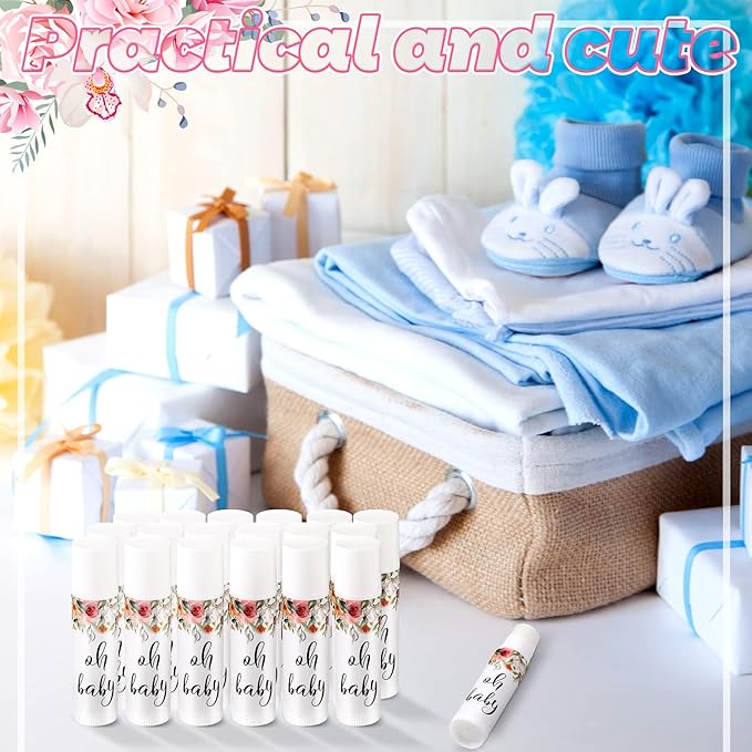 40 Pieces Lip Balm Bulk Baby Shower Jasmine Lip Balm Favors Floral Moisturizing Lip Balm for Women Children Men Girl kids Gender Reveal Favors Gift Baskets (Flower)-Velvo Beauty