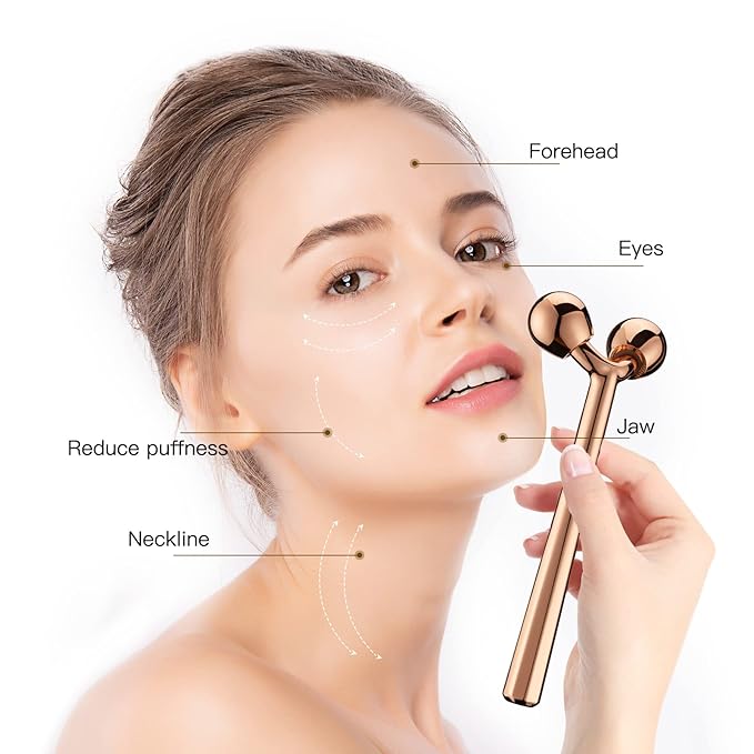 Tekson Face Roller, Facial Metal Massager, Massage Tool for face (Rose)-Velvo Beauty