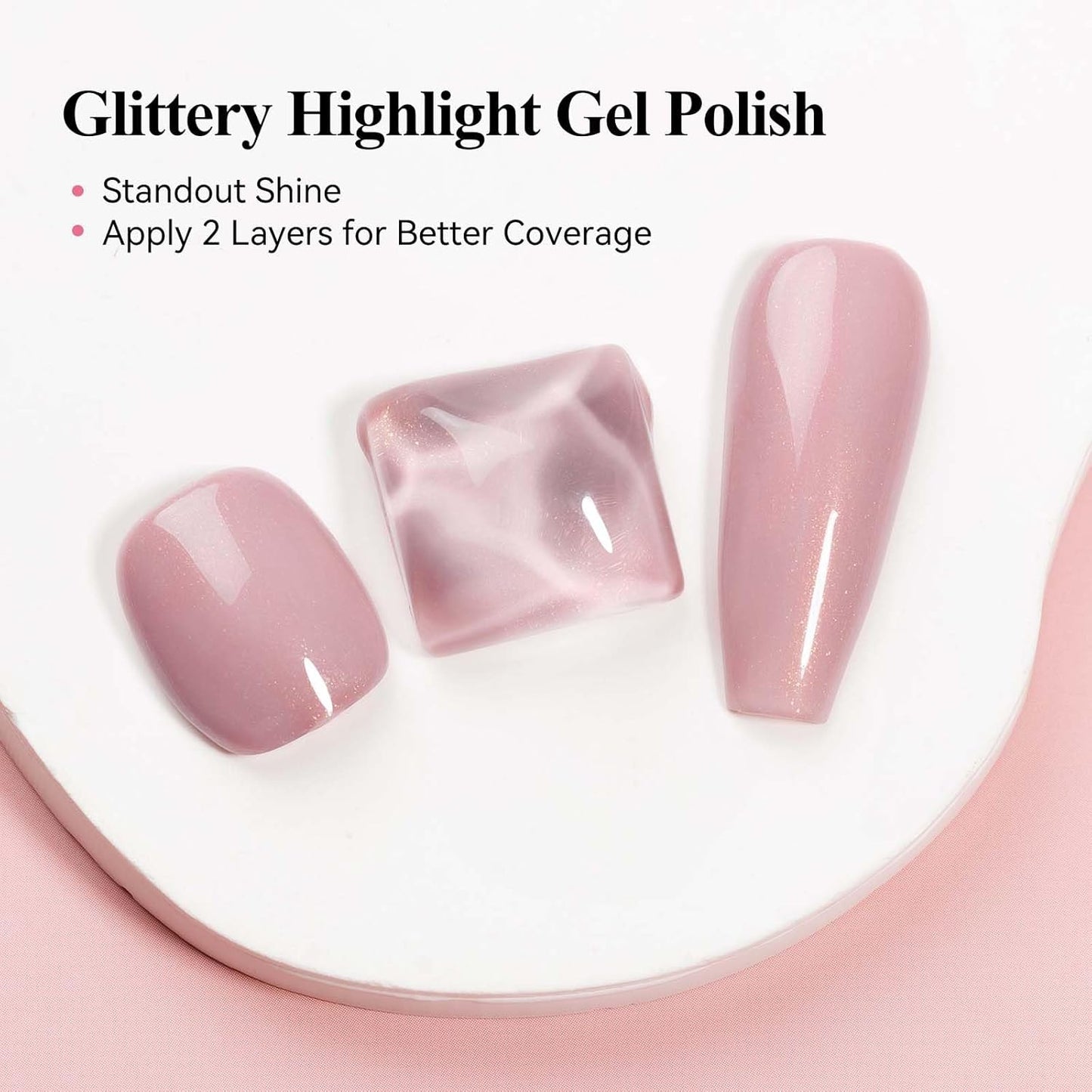 Glitter Gel Nail Polish, Light Pink Jelly Shimmer Iridescent Gel Polish Holographic Neutral Color Natural Translucent Soak Off UV Gel Polish for Nail Art Salon at Home, 12ML-Velvo Beauty
