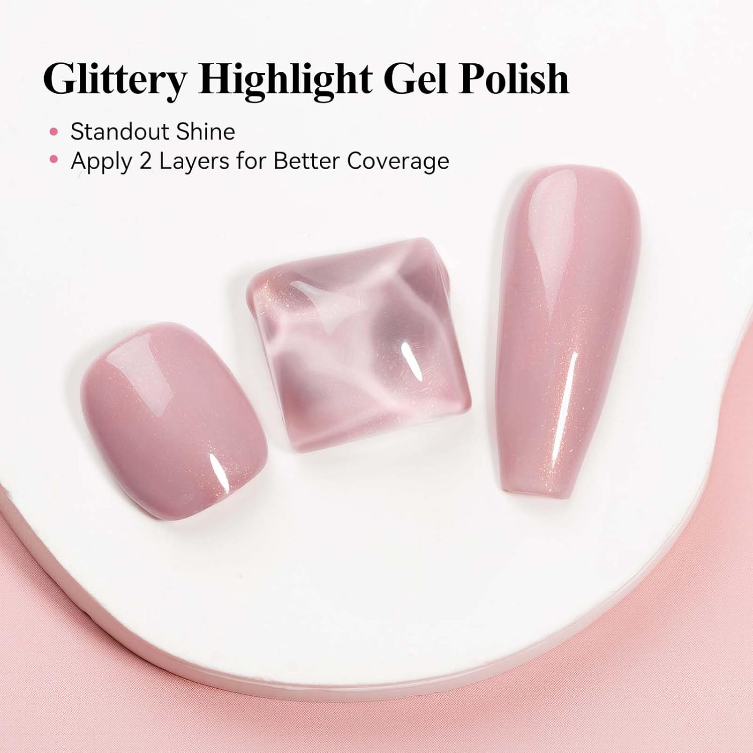Glitter Gel Nail Polish, Light Pink Jelly Shimmer Iridescent Gel Polish Holographic Neutral Color Natural Translucent Soak Off UV Gel Polish for Nail Art Salon at Home, 12ML-Velvo Beauty