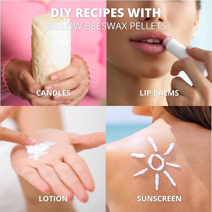 Yellow Beeswax Pellets 5lb, 100% Pure, Natural, Cosmetic Grade, Organic, Bees Wax Pastilles, Triple Filtered, Great For Candle Making, Soaps, Food Wraps, DIY Lip Balms, Sunscreen By White Naturals-Velvo Beauty