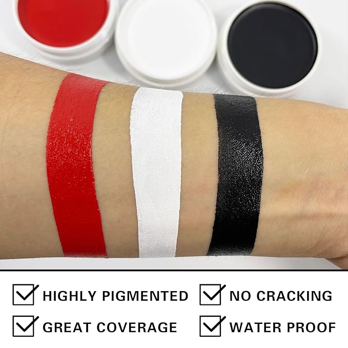 Black Face Body Paint Halloween Cosplay Clown Zombie Costume Sfx Makeup Professional Oil Based Cream Face Paint Palette for Adults and Kids-Velvo Beauty