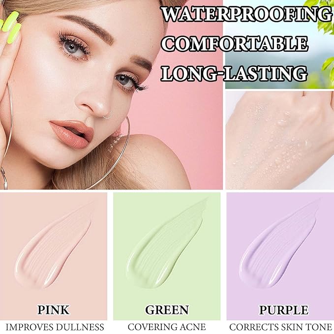 1 Pcs One Step Color Corrector,Natural Isolation Cream,Face Primer Makeup Tricolor Tinted Moisturizer,Oil Control & Moisturizing Skin Tone Correcting and Brightening Primer Concealer Foundation-Velvo Beauty