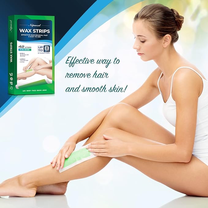 Wax Strips: 42 Waxing Strips - Hair Removal for Body Arms Legs Chest Back - Brazilian Waxing - Waxing Kit for Women Men - 2 Sizes-Velvo Beauty