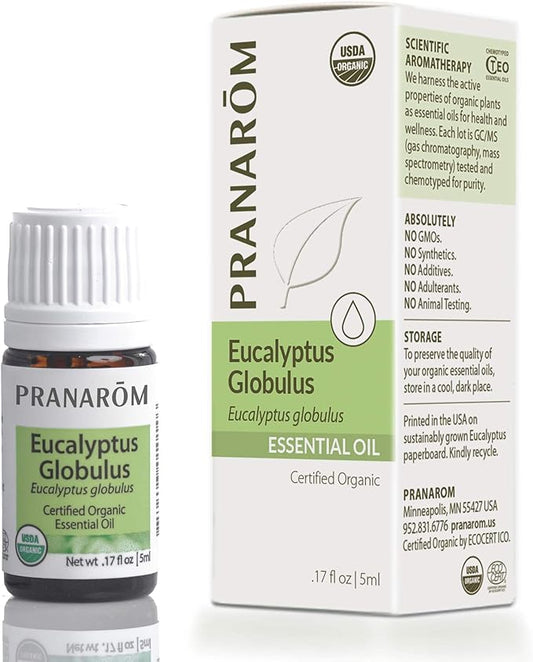 Pranarom - USDA Certified Organic Eucalyptus Globulus Essential Oil 5ml - Wellness Enthusiasts - Aromatherapy - Certified Organic Purity - 100% Pure, Non-GMO, Vegan-Velvo Beauty