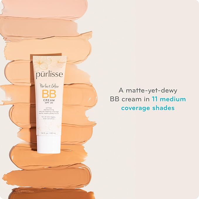 pūrlisse Perfect Glow BB Cream with SPF 30 - Matte Meets Dewy Finish - Enriched with Goji & Hawthorn Berry to Help Improve Skin Texture & Radiance - Light (1.4 oz)-Velvo Beauty