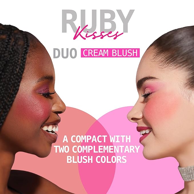 Ruby Kisses Duo Cream Blush, Smooth, Natural-Looking, Long-Lasting Face Makeup Blush for Cheeks, Lips, and Eyes, Buildable and Blendable, Infused with Green Tea, Aloe Vera Extract, and Hyaluronic Acid-Velvo Beauty