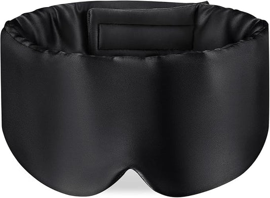 Zenssia 100% Mulberry Silk Sleep Mask Eye Mask for Man and Woman with Adjustable Headband, Full Size Large Sleep Mask & Blindfold for Total Blackout for All Night Sleep, Travel & Nap- Black-Velvo Beauty