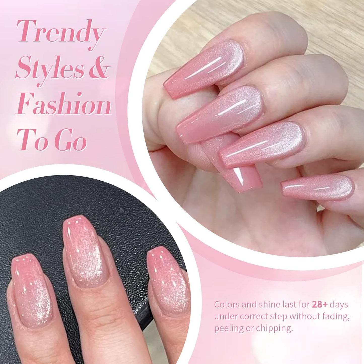 BORN PRETTY Cat Magnetic Eye Gel Nail Polish,Pink Myrtle Glitter Cat Magnetic Gel Nail Polish, Holographic Magnetic Nail Polish for Nail Art Manicure Salon DIY at Home 15ML-Velvo Beauty