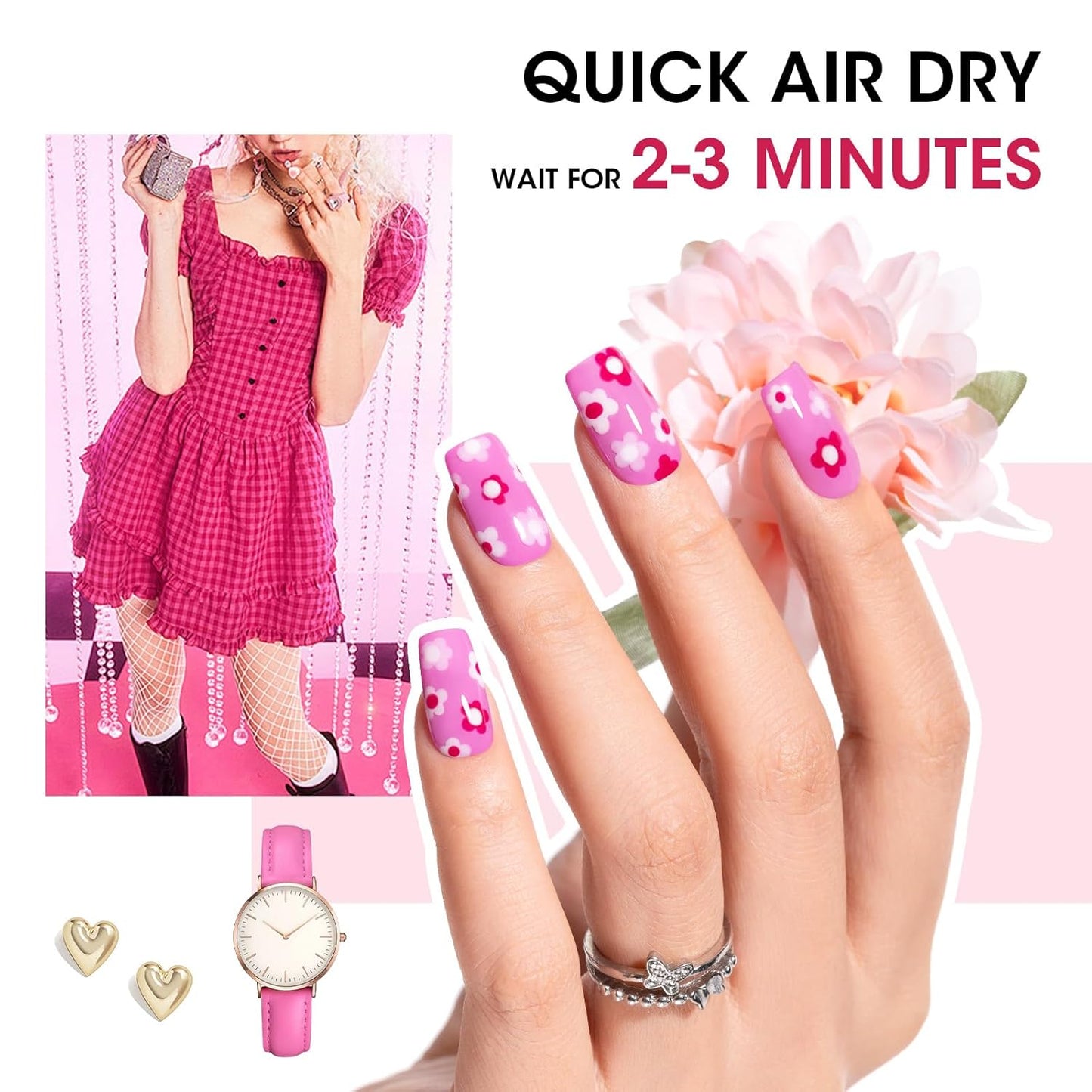 GELLEN Hot Pink Nail Polish, Pinkish Purple Natural Traditional Regular Nail Polish Quick Air Dry 6-Set For Acrylic Natural Nails Toes Home Salon, Non UV Gel, Chip Resistant, Hema Free, Toxin Free-Velvo Beauty