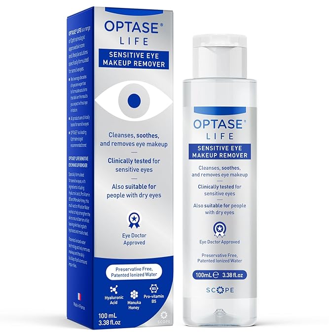 Optase Life Sensitive Eye Makeup Remover – Gentle & Effective for All Skin Types - Breakthrough Innovation vs Traditional Micellar Water - 100ml-Velvo Beauty