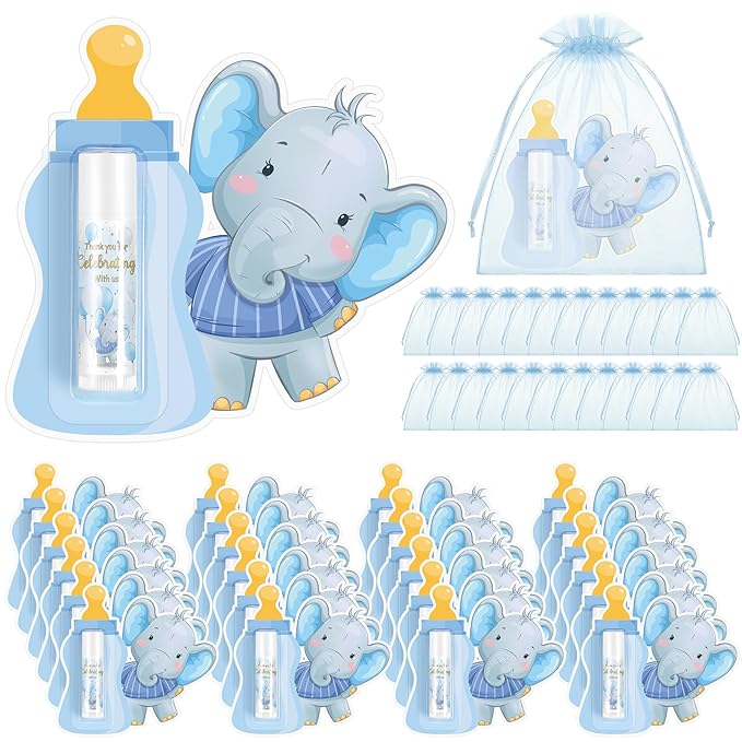 24 Set Baby Shower Lip Balm Bulk Baby Shower Party Favors Baby Shower Gifts for Guests Elephant Themed Decorations Natural Flavored Lip Moisturizer Lip Care Products for Girls Women Kids-Velvo Beauty