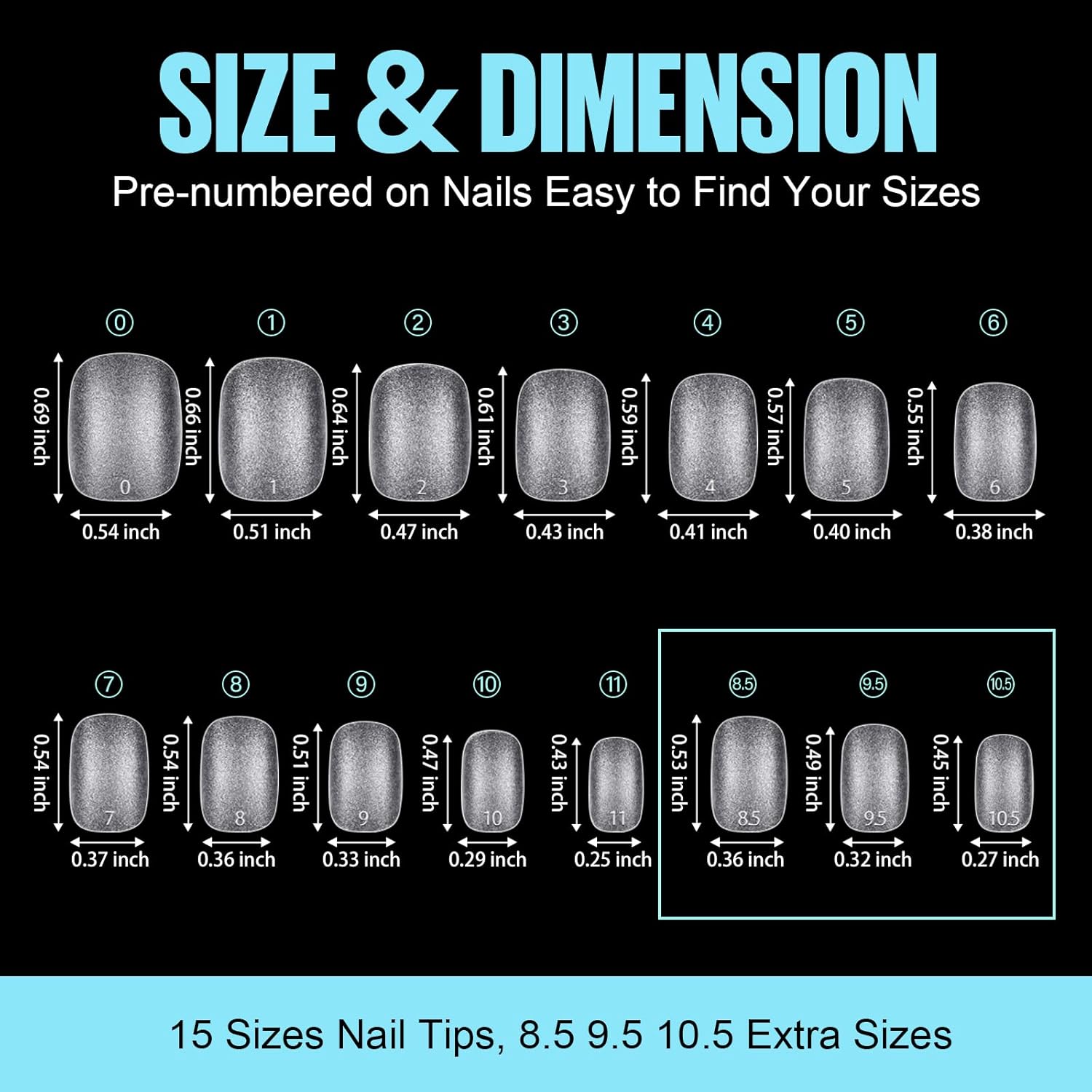 TOMICCA Extra Short Oval Nail Tips - 450Pcs Acrylic Nail Tips, 15 Sizes Fake Gel Tips, Double-sided Matte Full Cover Gel Tips for Nail Extensions-Velvo Beauty