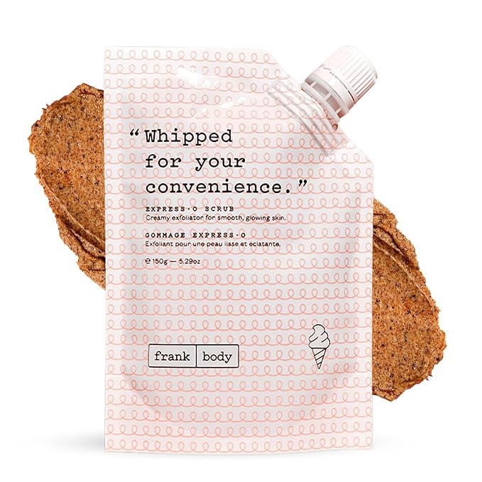 frank body Express-O Coffee Scrub | Natural, Vegan, Cruelty Free Exfoliating Body Scrub Smooths, Exfoliates, and Fades Scars & Marks with Shea Butter, Grapeseed Oil, and White Clay | 5.07 oz / 15 g-Velvo Beauty