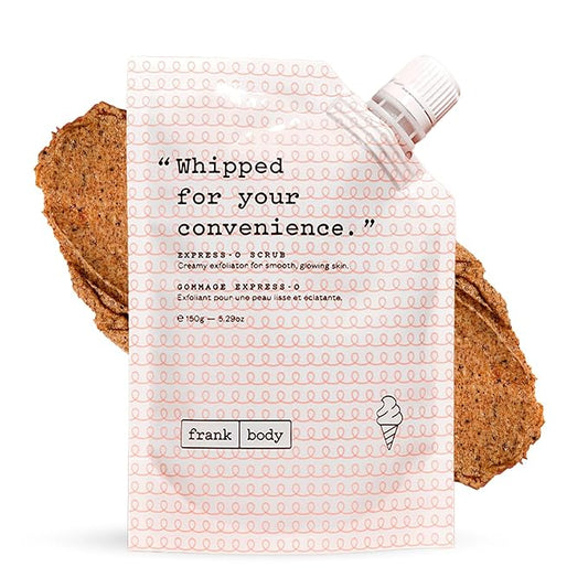 frank body Express-O Coffee Scrub | Natural, Vegan, Cruelty Free Exfoliating Body Scrub Smooths, Exfoliates, and Fades Scars & Marks with Shea Butter, Grapeseed Oil, and White Clay | 5.07 oz / 15 g-Velvo Beauty