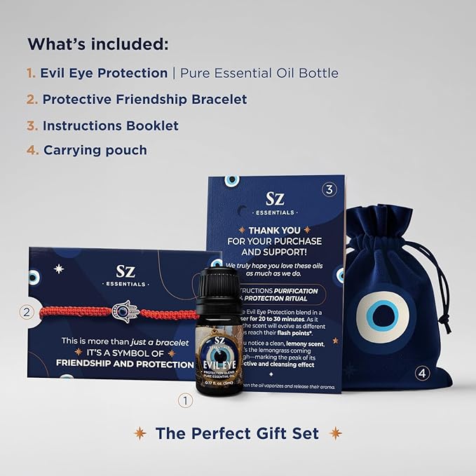 Evil Eye Protection Pure Essential Oil Blend - All-Natural Oils for Spells, Cleansing, Amulets & Rituals - Safeguard Against Negativity Evil & Harm -Therapeutic Grade & Vegan (5ml)-Velvo Beauty