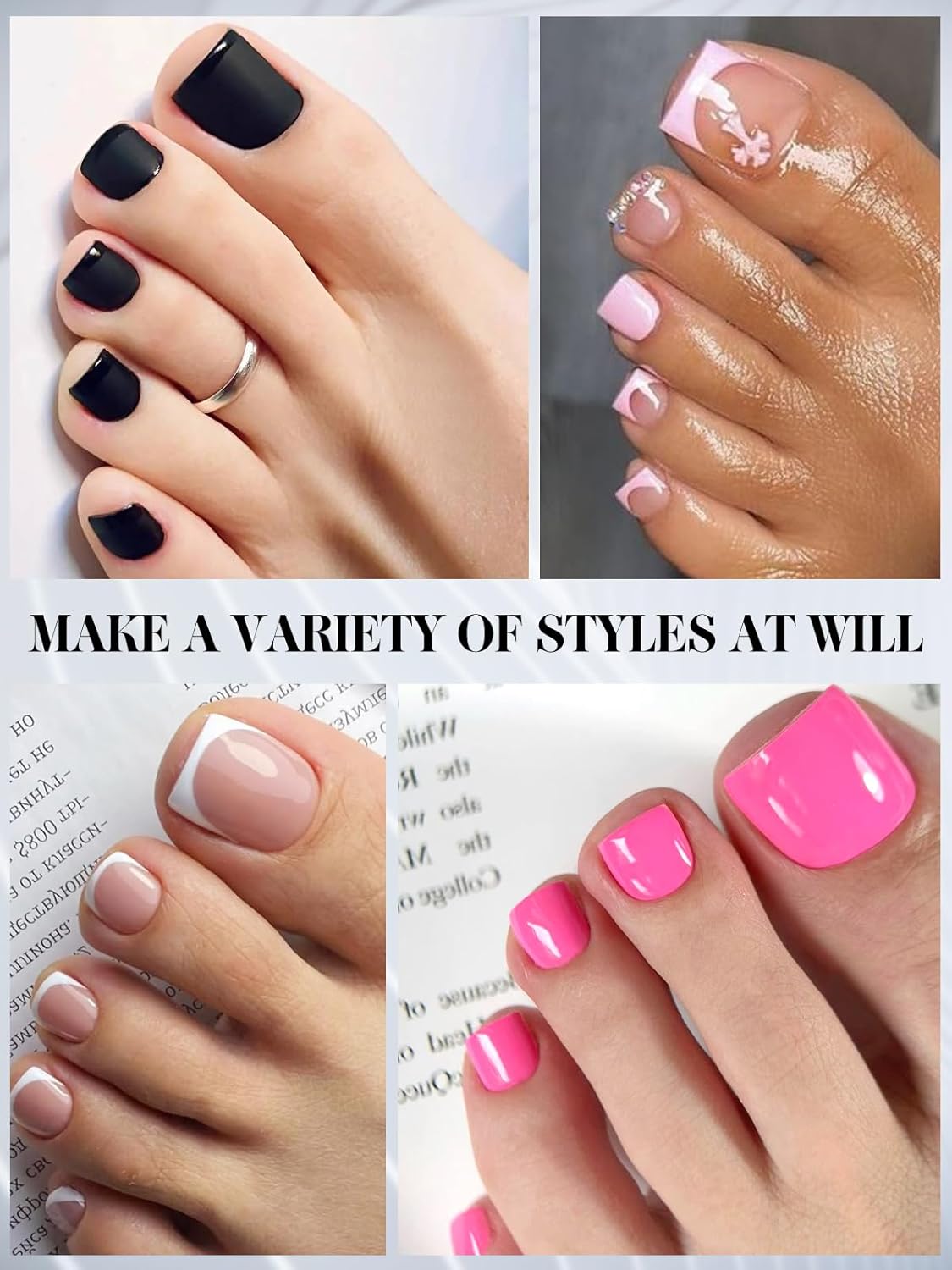 EBANKU Toe Dual Forms for Poly Gel, 150PCS French Nail Forms for Toes, Clear Poly Gel Toenails Molds for DIY Pedi Toenail Extension Kit for Salon-Quality Manicures at Home, 15 Sizes-Velvo Beauty