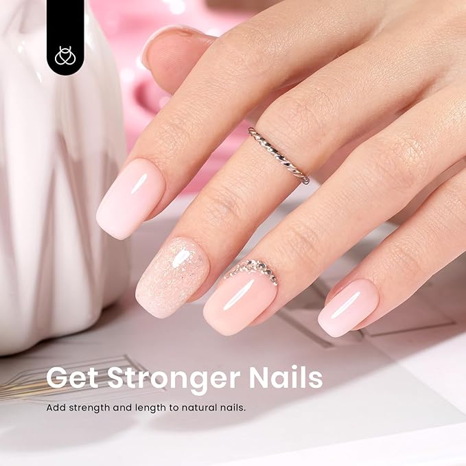 Beetles Builder Gel for Nails, 7 in 1 Builder Nail Gel Nude Jelly Beige Color Building Nail Apex & Nail Extension Strengthener Thin Nails DIY Nail Art Design for Beginner Women-Velvo Beauty