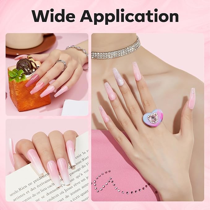 modelones Builder Nail Gel, 8-in-One Pink Builder for Nail Thickening, U/V LED Lamp Cured Hard Color Base Extension Rhinestone Tips Glue Gel Polish in a Bottle for DIY Home Manicure Women-Velvo Beauty