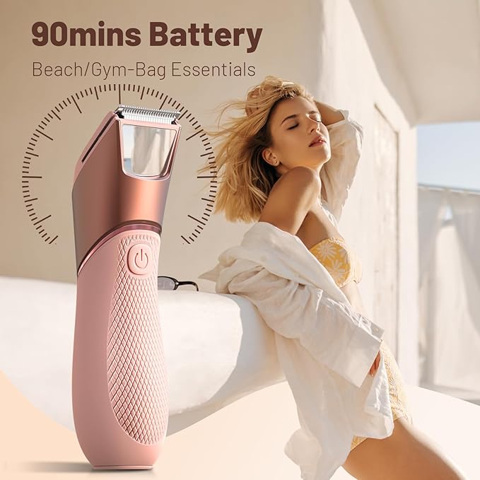 Bikini Trimmer for Women: Mirror Electric Shaver for Body Pubic Hair with LED Light, IPX7 Waterproof Portable Lady Facial Razor with Ceramic Blade,Rechargeable Body Groomer for Leg,Arm,Underarm-Velvo Beauty