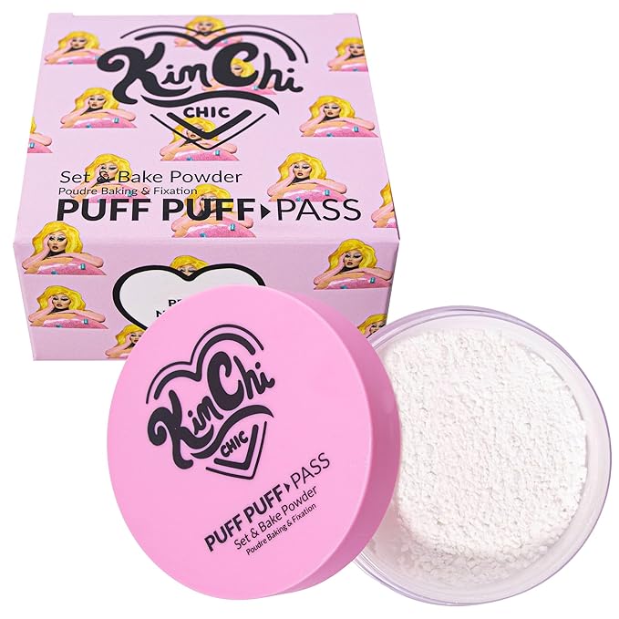 Kimchi Chic Beauty Puff Puff Pass Set and Bake Powder, Loose Face Powder with Extra Fluffy Setting Powder Puff, Soft Lavender Face Makeup for Uneven Skin Tone, 01 lvander-Velvo Beauty