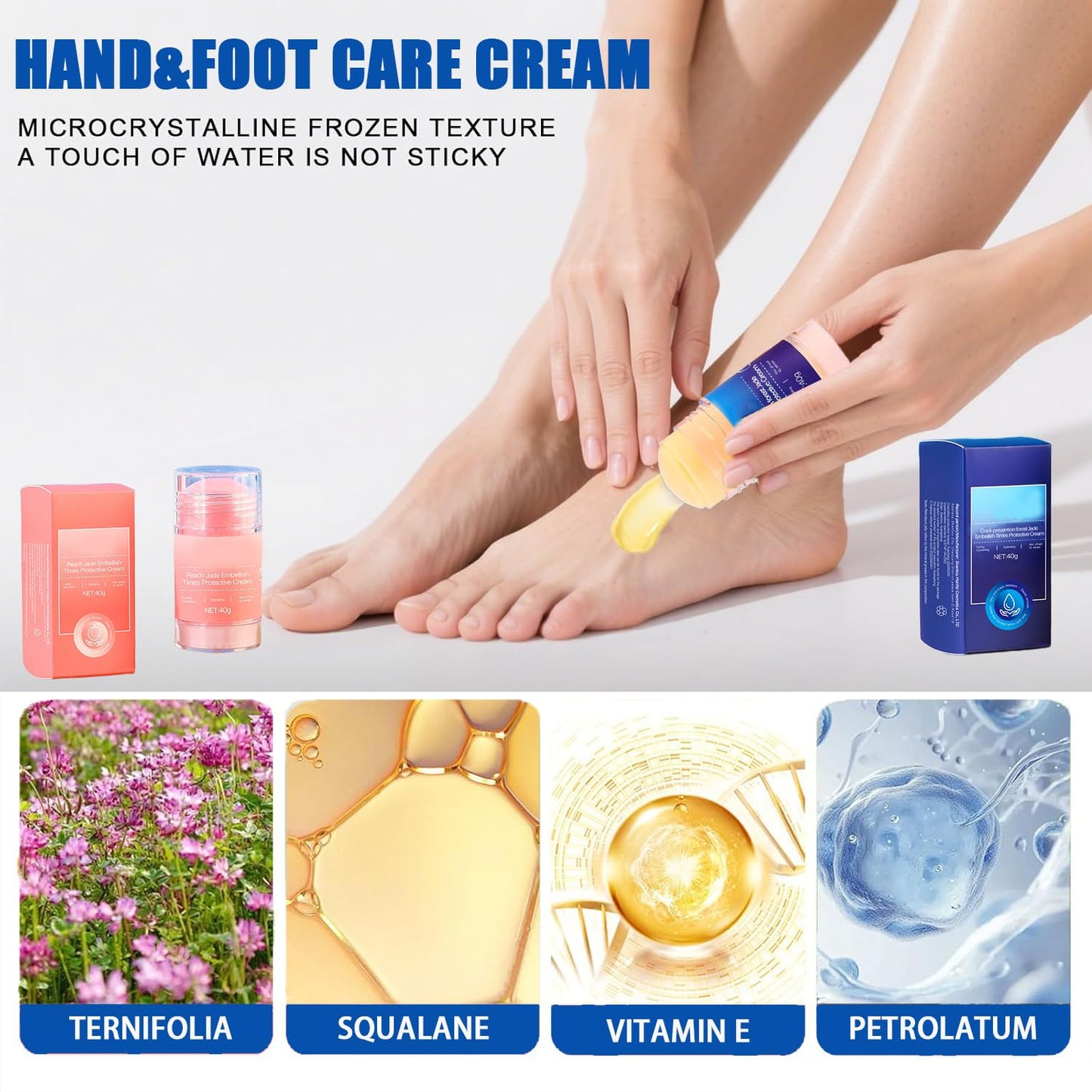 Crack Feet Prevention Stick,2pcs Anti Crack Foot Cream For Dry Heels,Moisturizing Foot Balm Stick for Women Men Dry Heels(Pink+Blue)-Velvo Beauty