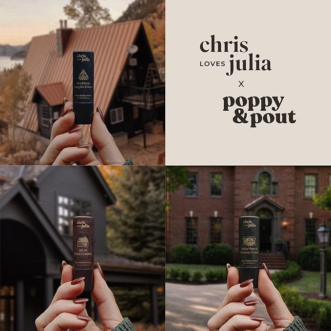 Jumbo Lip Balm Gift Set (Chris Loves Julia Trio) | Poppy & Pout All Natural Lip Balms & Moisturizers | Hydrates with Beeswax, Vitamin E, Organic Coconut Oil | Cruelty-Free | Recyclable Cardboard Tube-Velvo Beauty