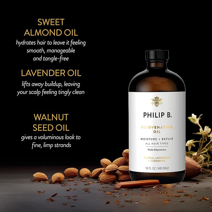 PHILIP B Rejuvenating Oil 16 oz. (480 ml) | Long-Term Hair Repair, Youthful Bounce, Strength and Shine-Velvo Beauty