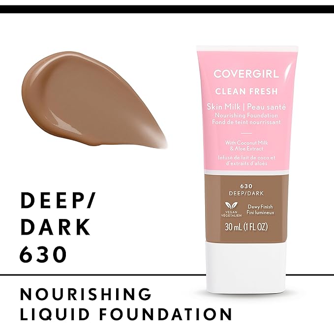 COVERGIRL, Clean Fresh Skin Milk Foundation, Deep/Dark, 1 Count (packaging may vary)-Velvo Beauty