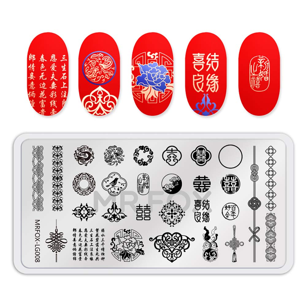 MR.FOX Nail Board Set - Chinese, Republic, Ancient Style Wedding Theme Pattern - Bubble Republic Style Art DIY Hot Stamping Template-Velvo Beauty