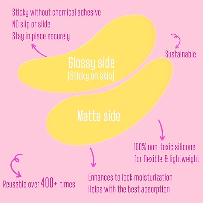 CCbeauty Reusable Under Eye Patches + Eye Cream Applicator Value Set | 100% Silicone Eye Gel Pads | Boost Hydration | Minimize Fine Lines + Wrinkles + Dark Circles | Storage Tin Included | Mango-Velvo Beauty