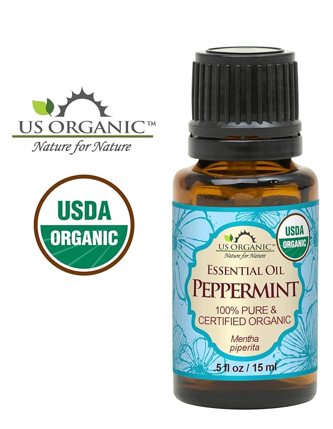 US Organic 100% Pure Peppermint Essential Oil - USDA Certified Organic - 15 ml - w/Improved caps and droppers (More Size Variations Available)-Velvo Beauty