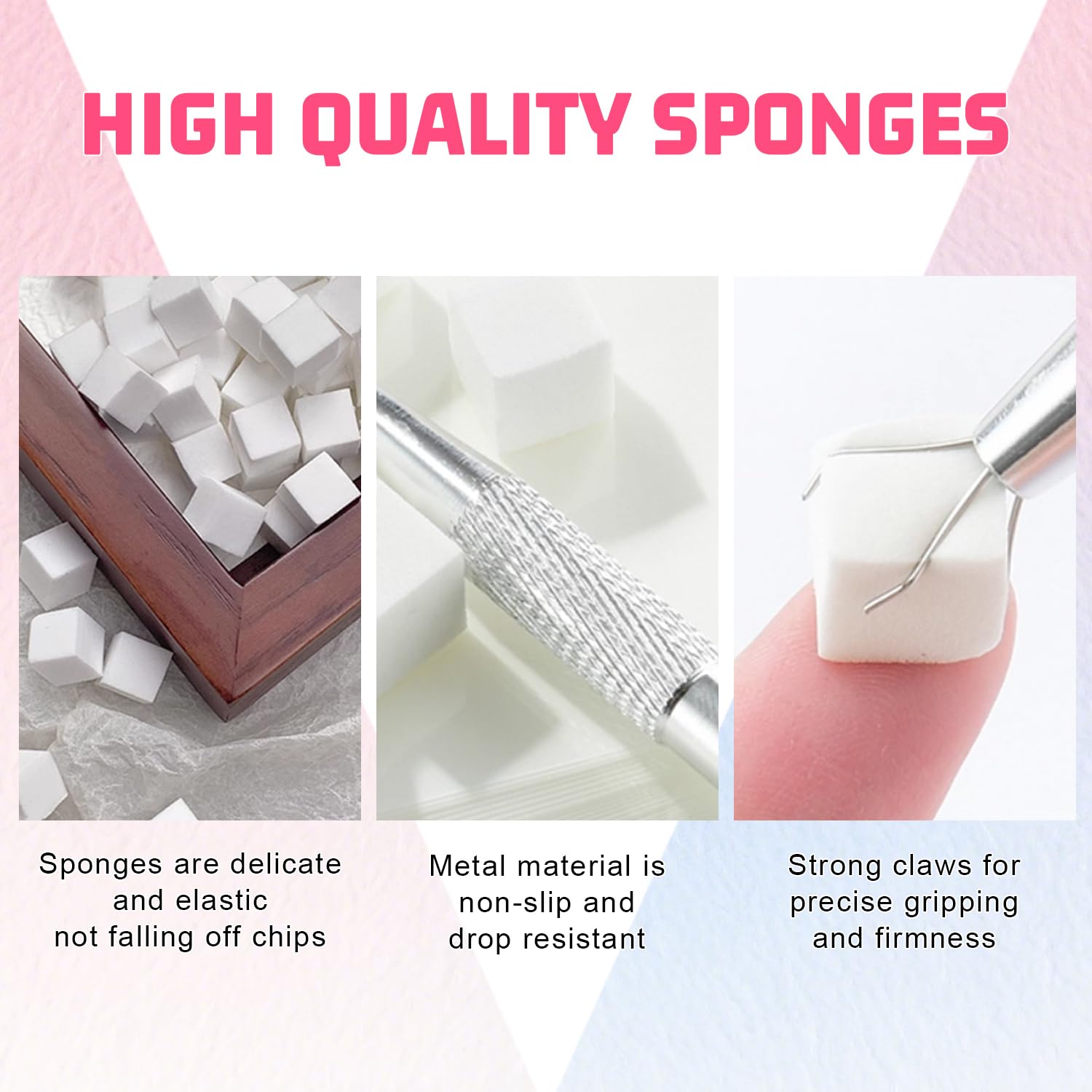 Soft Sponges for Painting Nail Gel with Grabber, Professional Grabbing Tools for Ombre Gradient Painting Gel Nails Sponges Patting Brush (100PCS Sponges & Grabber)-Velvo Beauty