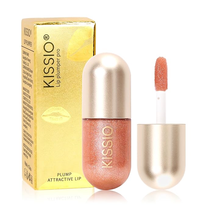 KISSIO Lip Plumper,Color Lip Plumper Gloss,Lip Enhancer,Plant Extracts Plumping Lip Serum,Moisturizing Lip Gloss for Fuller Lips and Hydrated Beauty Lips 5.5ml (03 Lakeside)-Velvo Beauty