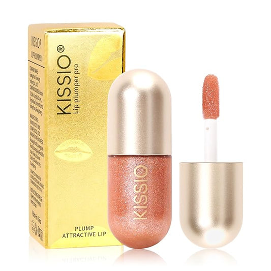 KISSIO Lip Plumper,Color Lip Plumper Gloss,Lip Enhancer,Plant Extracts Plumping Lip Serum,Moisturizing Lip Gloss for Fuller Lips and Hydrated Beauty Lips 5.5ml (03 Lakeside)-Velvo Beauty