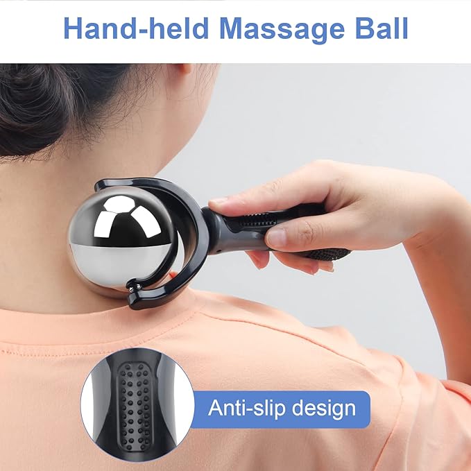 Cold Massage Roller Ball, Cold Therapy Relief, Portable Fitness Ice Roller Ball with Handle, Great Tool for Back/Neck Pain, Muscles Recovery and Inflammation-Velvo Beauty