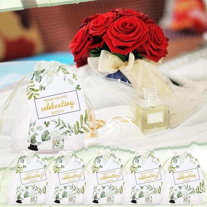 25 Set Wedding Lip Balms and Hand Cream Gift Set Include 25 Moisturizing Hand Care Cream 25 Lip Balms with Thank You Cards and Bags Bridesmaid Gift Set for Bridal Shower Wedding(Greenery)-Velvo Beauty