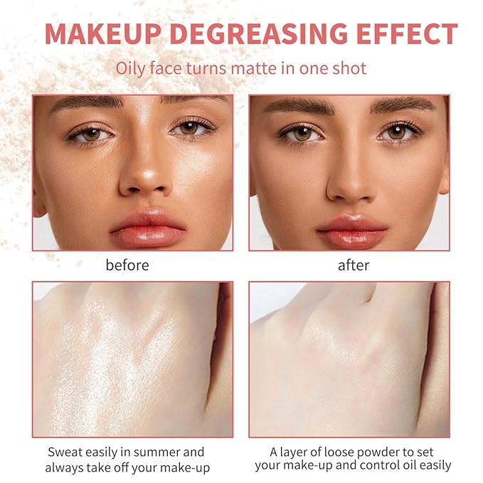 MAEPEOR Matte Setting Loose Powder 8 Colors Smooth and Lightweight Face Powder for Brightening and Setting Makeup with Face Puff (08 Snow)-Velvo Beauty