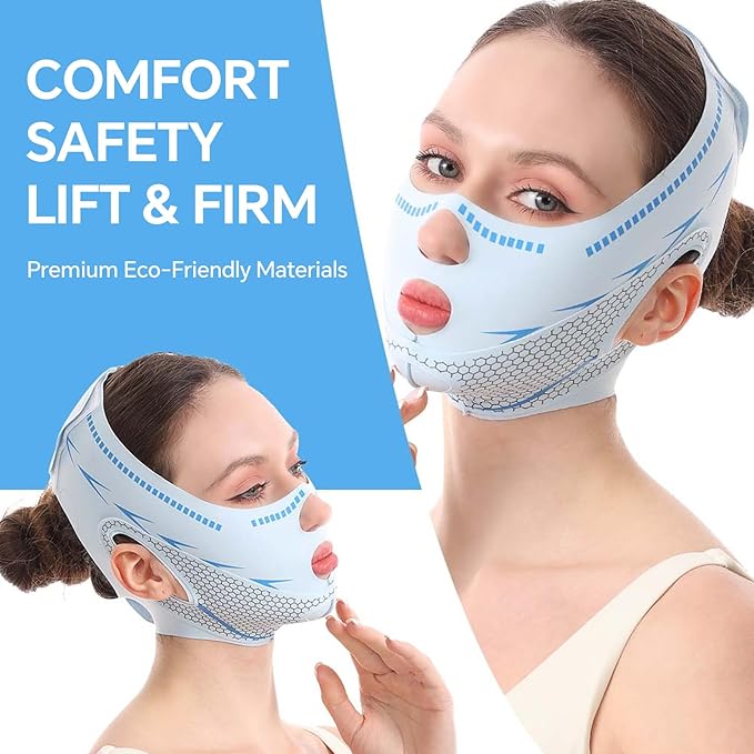 Line Lifting Mask Chin Strap for Sleeping, V Line Mask, Face Lift Prevent Sagging,Double Chin Reducer,Jawline Shaper,All-Around Coverage, Wrapping and Shaping More Comprehensively.-Velvo Beauty