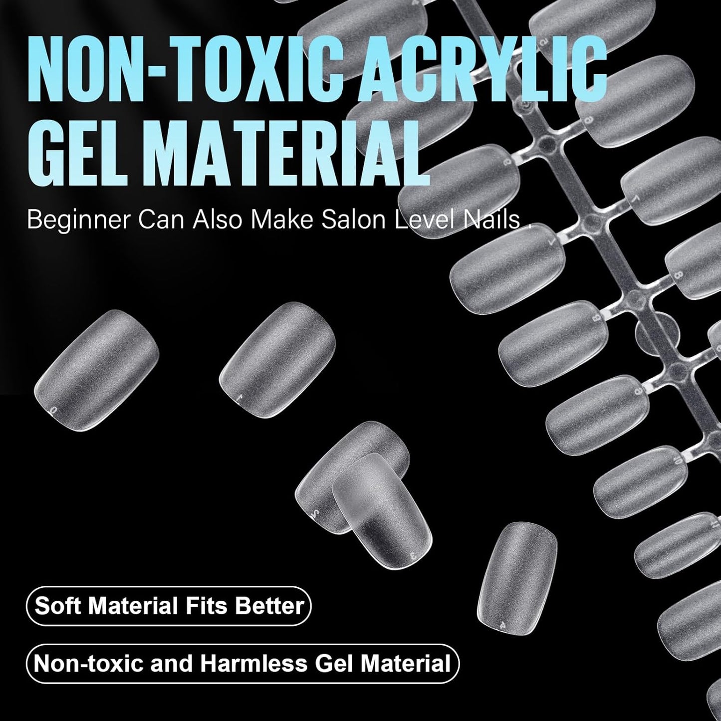 TOMICCA Short Oval Nail Tips, 240Pcs 15Sizes Double Sided Matte Nail Tips for Manicure, Acrylic Full Cover Fake False Press on Nails for Home DIY Art-Velvo Beauty