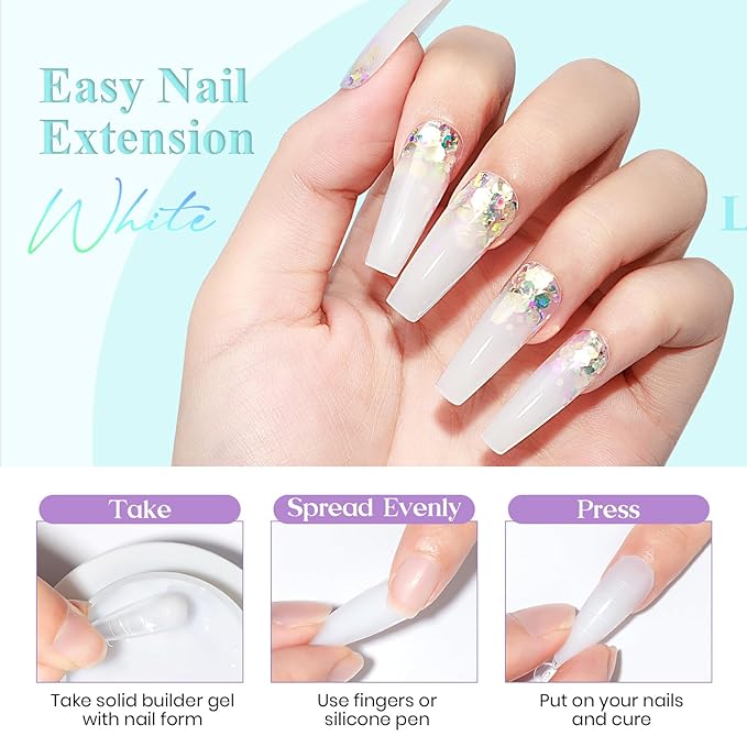 MIZHSE Solid Builder Gel for Nails, 60g White 3D Gel Nail Art Sculpting Non-Sticky Carving Hard Extension Soak Off UV LED for Salon Manicure Home DIY-Velvo Beauty