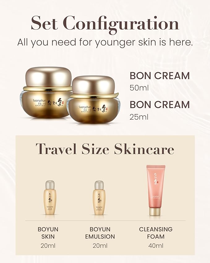 Sooryehan Boyun Luxury Korean Skin Care Gift Set (155ml/5.24 Fl Oz) - Red Ginseng Toner, Emulsion, Cleansing Foam & Moisturizer Cream by LG BEAUTY. Red Ginseng.-Velvo Beauty