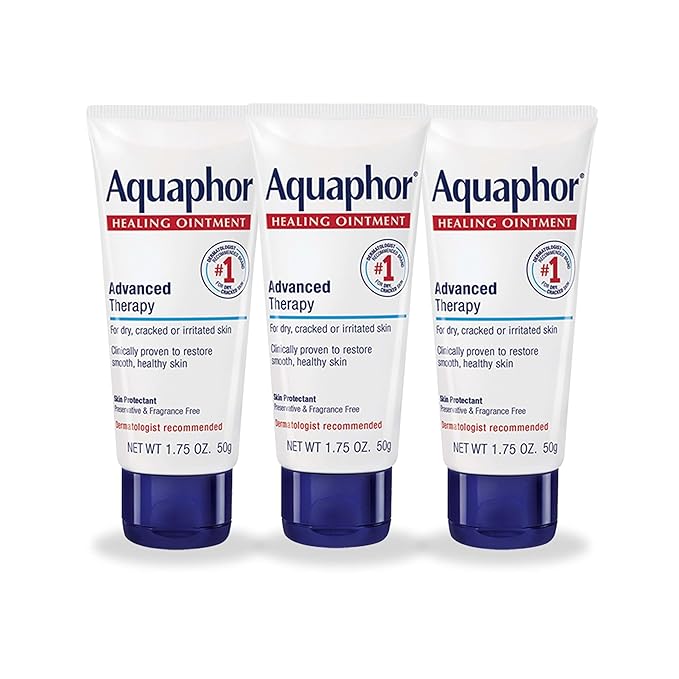 Aquaphor Advanced Therapy Healing Ointment, Hypoallergenic, Fragrance Free Body Moisturizer for Dry Skin and Minor Wound Care, Travel Size Skin Care Set, 1.75 Oz Tube, Pack of 3-Velvo Beauty