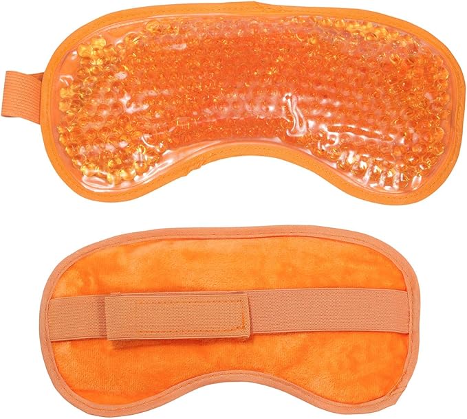 Cooling Eye Mask Reusable Gel Eye Mask for Puffy Eyes,Ice Eye Mask Cold Eye Mask Frozen with Plush Backing for Headache,Migraine,Stress Relief-Color Pastel Orange-Velvo Beauty