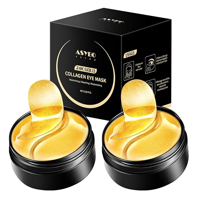 Under Eye Patches, 120 Pcs Golden Under Eye Mask, Eye Treatment Mask for Under Eye Bags, Dark Circles, Puffy Eyes, Fine Lines, Anti-Aging and Anti-Wrinkle, Collagen Eye Mask Skincare-Velvo Beauty