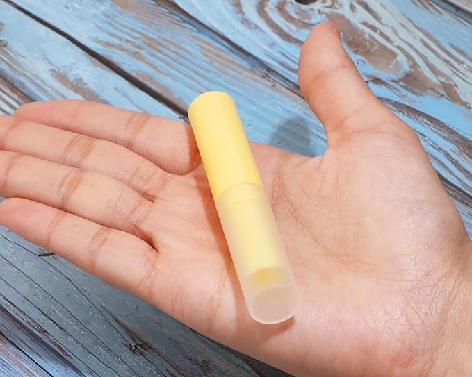 0.14oz Empty Flavored Lip Balm Container Tubes Plastic Homemade Moisturizing Lip Stick with Caps Bulk Fit for Women Adult DIY Making Supplies, 25 Count (Yellow)-Velvo Beauty